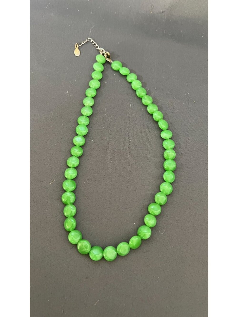 Green Beaded Necklace With Adjustable Gold Clasp